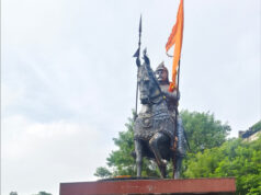 वीर शिरोमणि महाराणा प्रताप की प्रतिमा पर स्थापित किया भगवा ध्वज, जीर्णोद्धार के लिए निगम को पत्र लिखने की तैयारी