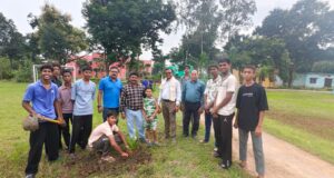 नवोदय विद्यालय में पूर्व विद्यार्थियों ने लगाए 80 नारियल के पौधे
